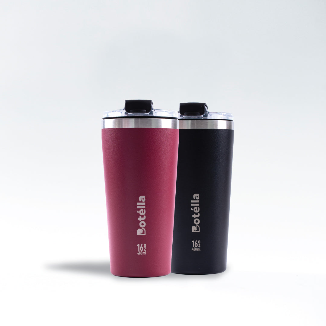 TWIN PACK of 16oz Tumbler (Ruby Red & Classic Black)