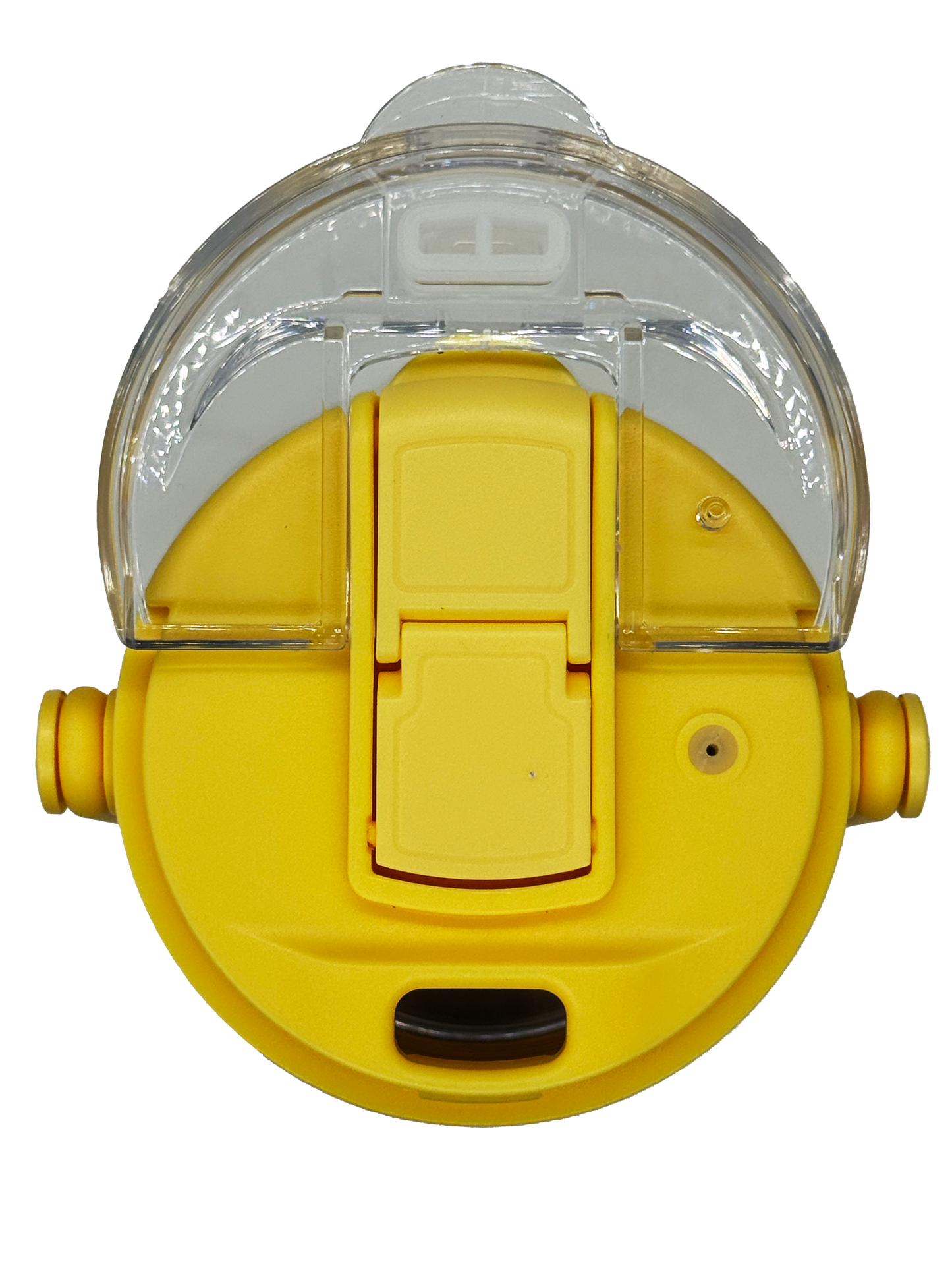 top view of a yellow lid showing sipping lid