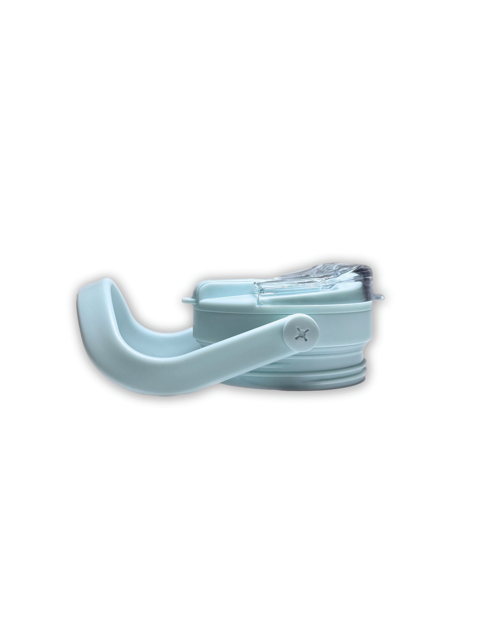 Light blue plastic lid on a white background